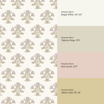 Kaia Block Marigold Dusty Pink Ochre Wallpaper