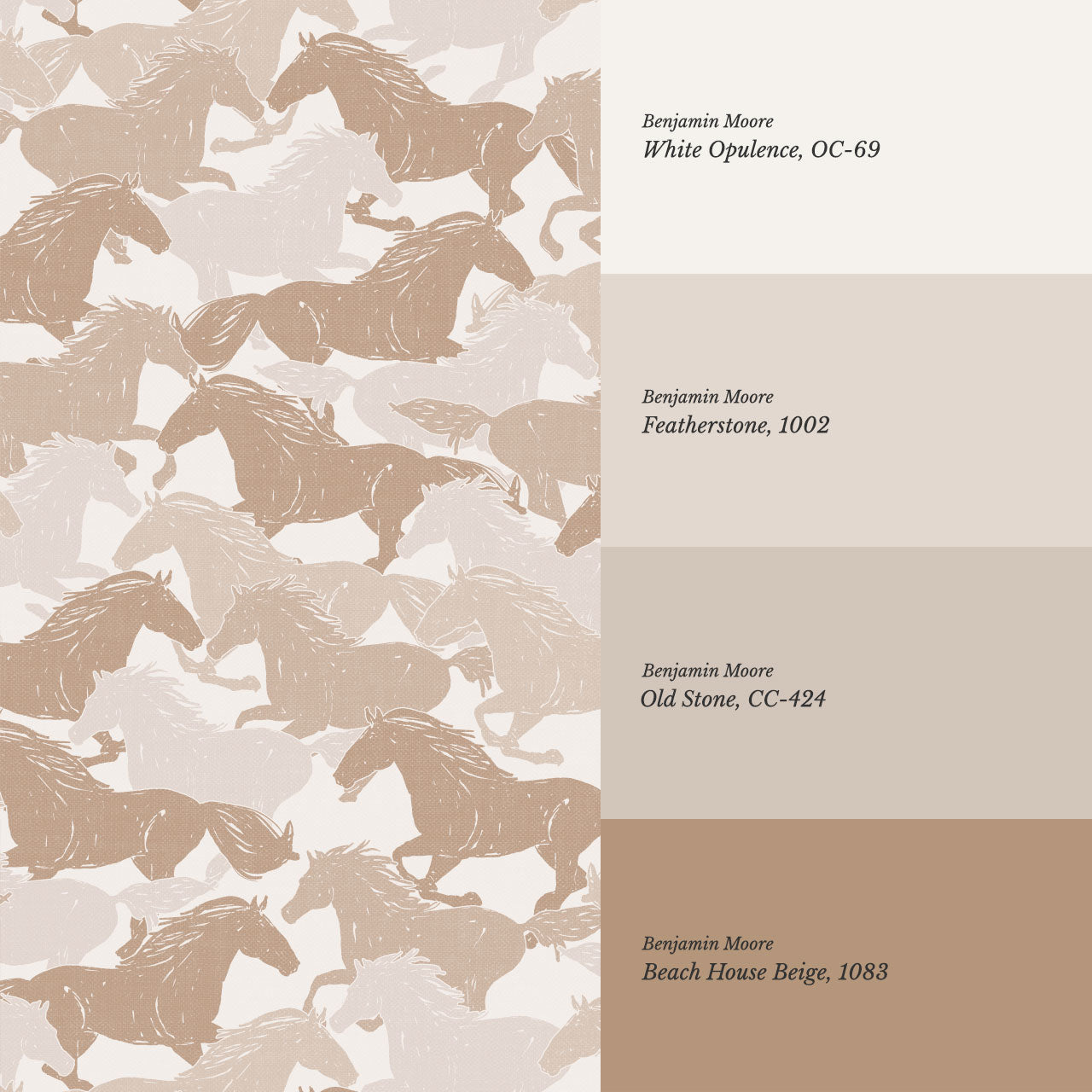Reagan Wild Horses Beige Wallpaper