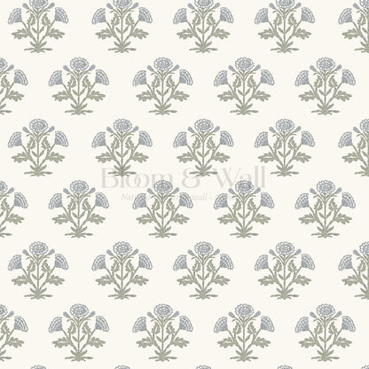 Kaia Block Marigold Blue Green Wallpaper