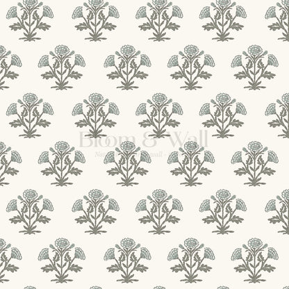 Kaia Block Marigold Pale Teal Green Wallpaper