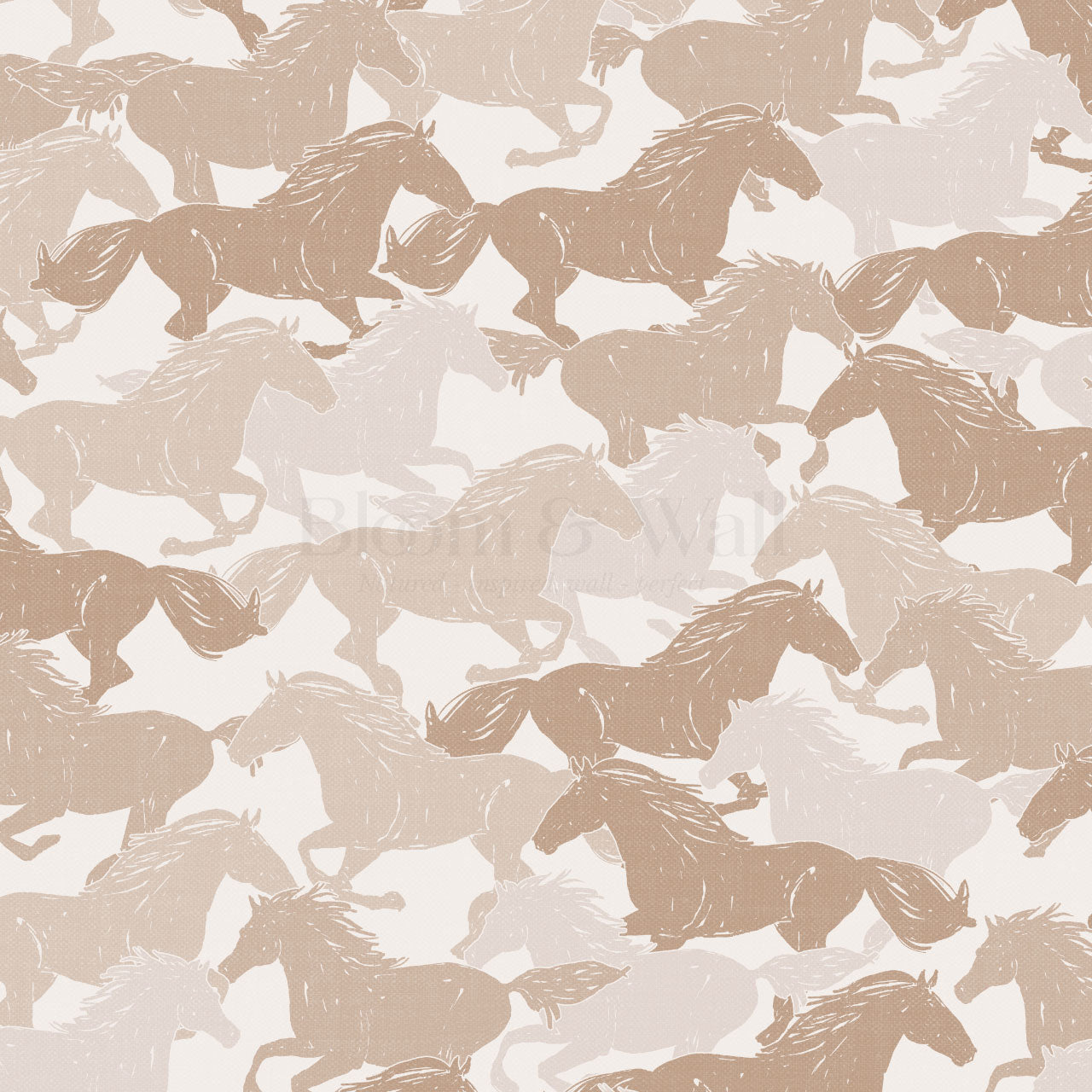 Reagan Wild Horses Beige Wallpaper