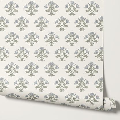 Kaia Block Marigold Blue Green Wallpaper