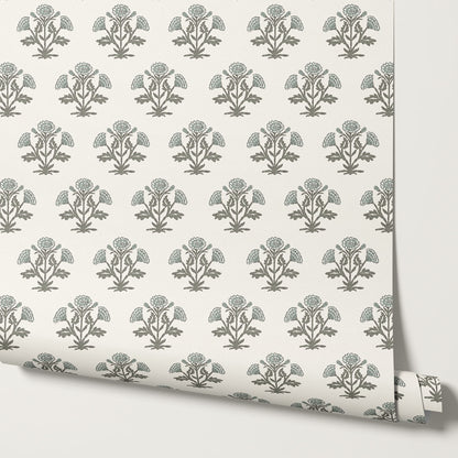 Kaia Block Marigold Pale Teal Green Wallpaper