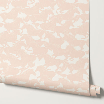 Reagan Wild Horses Baby Pink Wallpaper