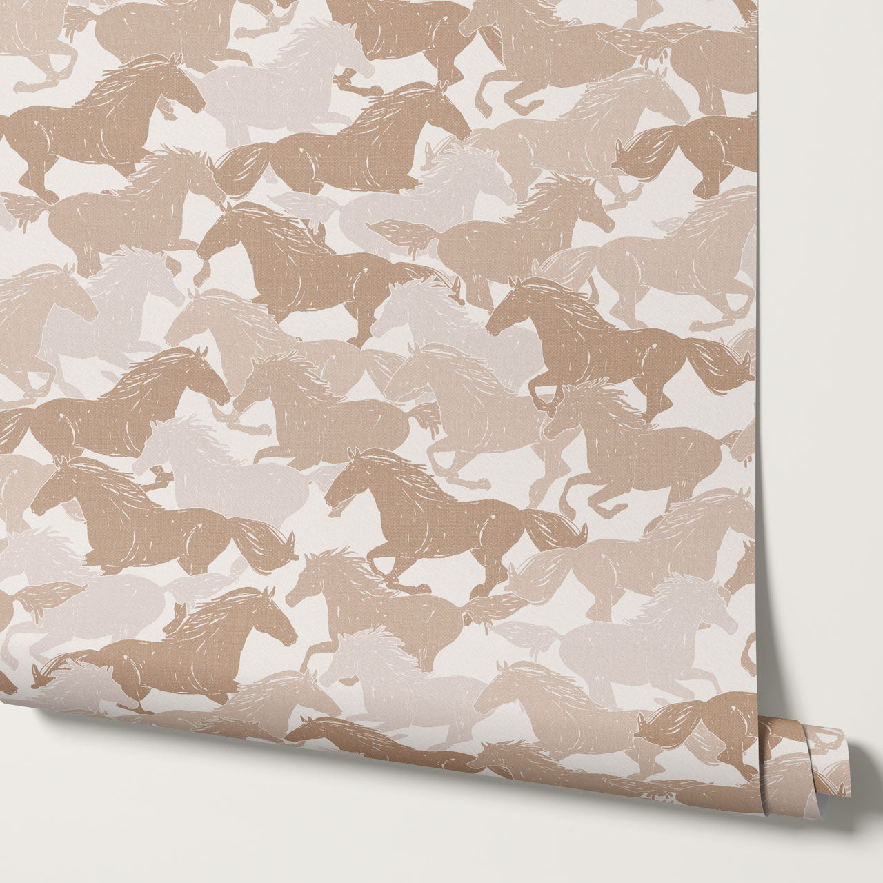 Reagan Wild Horses Beige Wallpaper