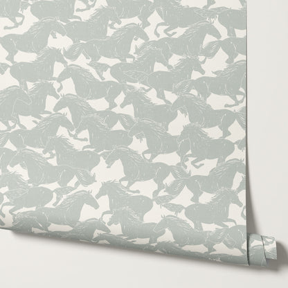 Reagan Wild Horses Sea Salt Wallpaper