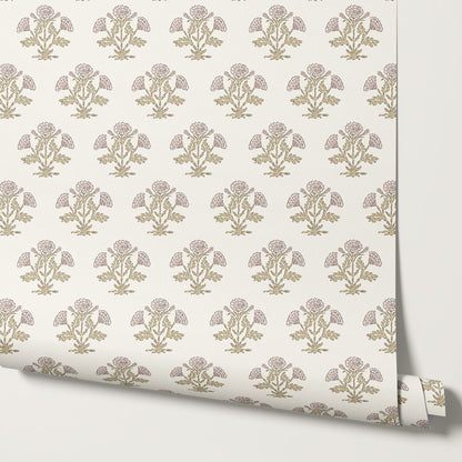 Kaia Block Marigold Dusty Pink Ochre Wallpaper