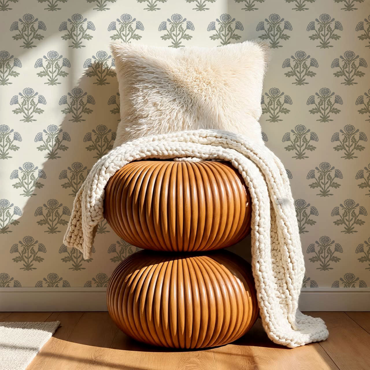 Kaia Block Marigold Blue Green Wallpaper