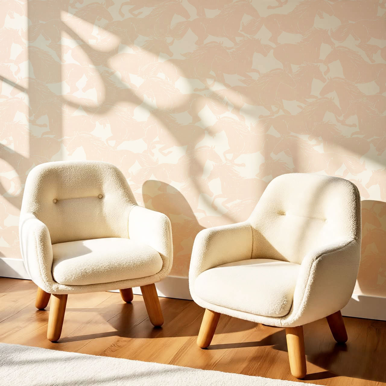 Reagan Wild Horses Baby Pink Wallpaper