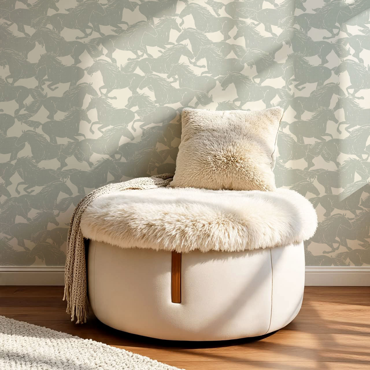 Reagan Wild Horses Sea Salt Wallpaper