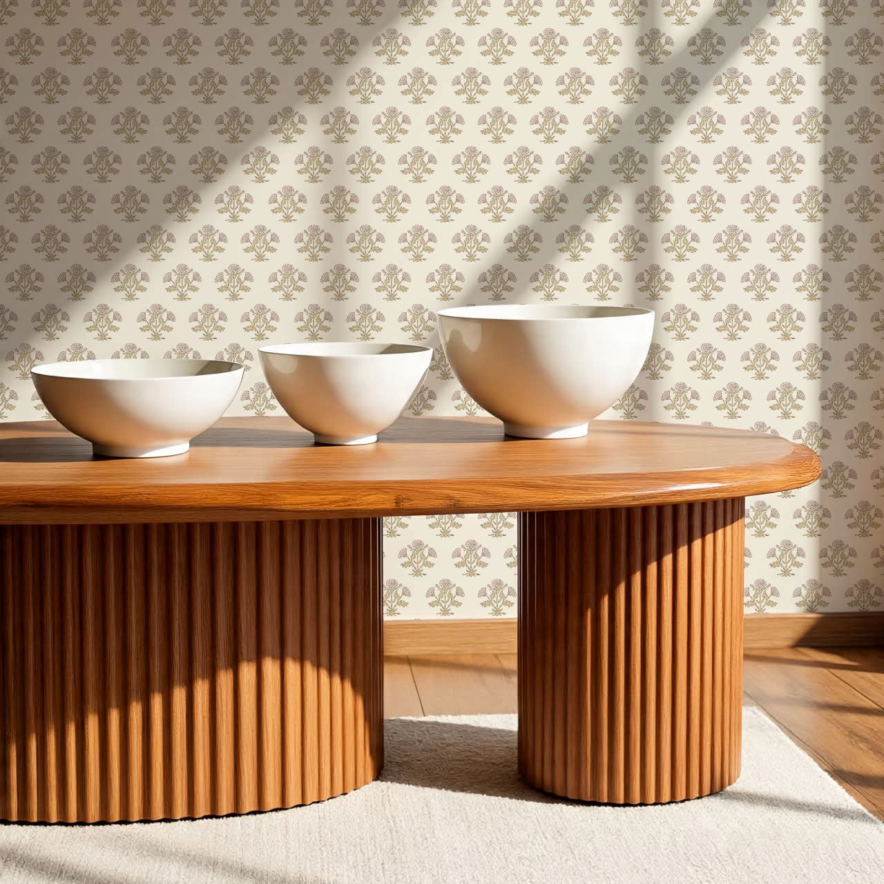 Kaia Block Marigold Dusty Pink Ochre Wallpaper