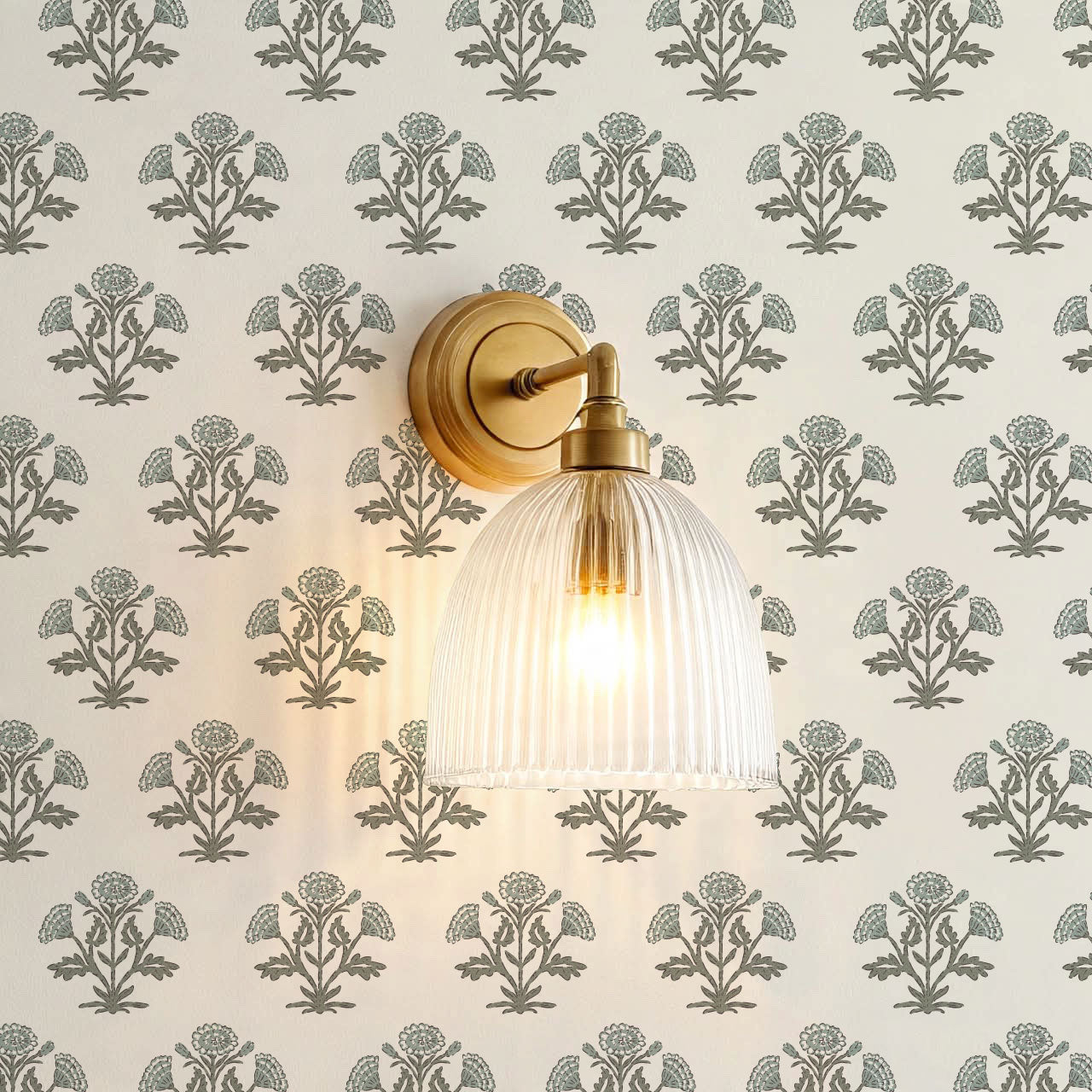 Kaia Block Marigold Pale Teal Green Wallpaper