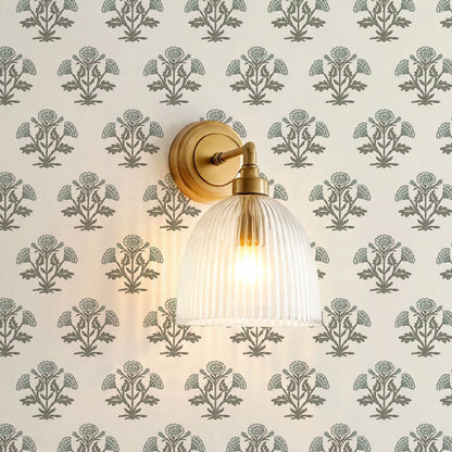 Kaia Block Marigold Pale Teal Green Wallpaper