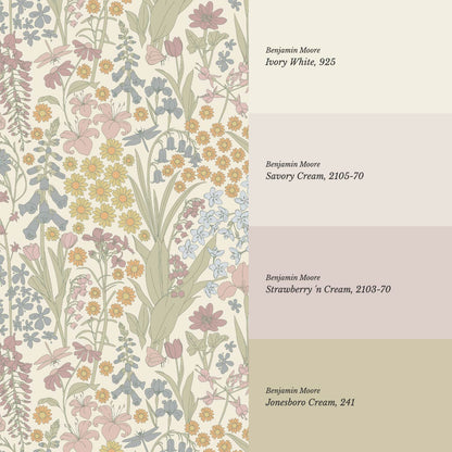 Kaira Secret Garden Cream Wallpaper