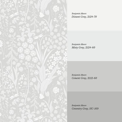 Kaira Secret Garden Light Gray Wallpaper