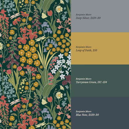 Kaira Secret Garden Slate Multicolor Wallpaper
