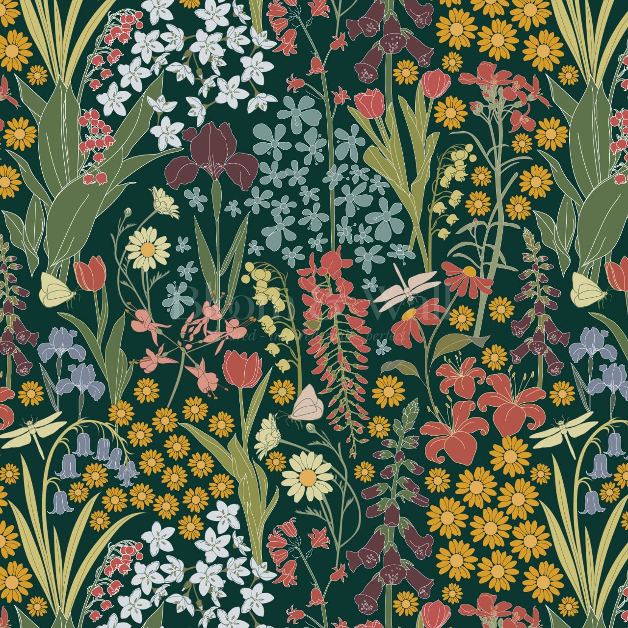 Kaira Secret Garden Slate Multicolor Wallpaper