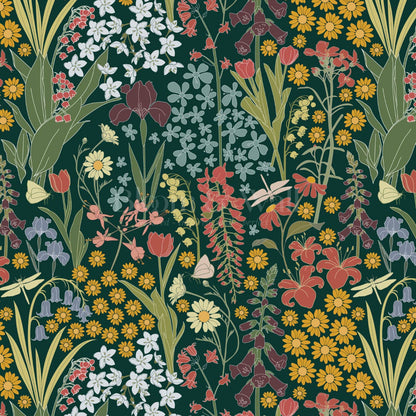 Kaira Secret Garden Slate Multicolor Wallpaper