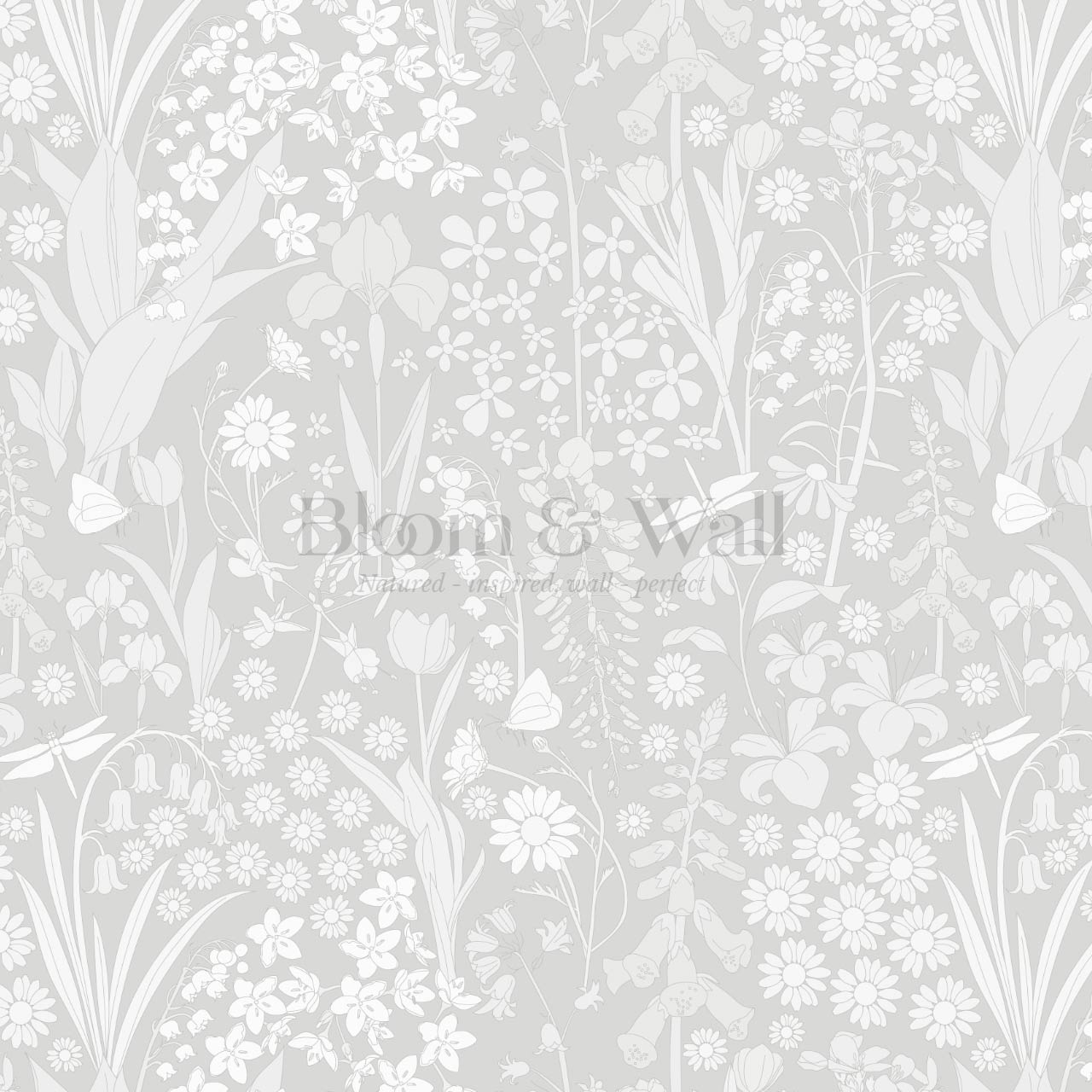 Kaira Secret Garden Light Gray Wallpaper