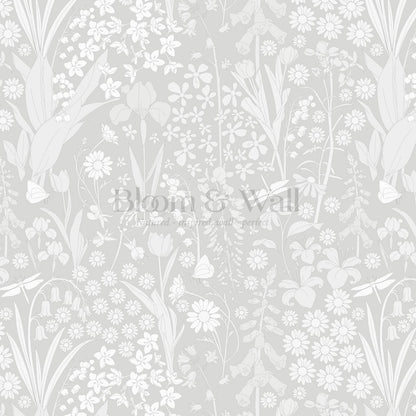 Kaira Secret Garden Light Gray Wallpaper