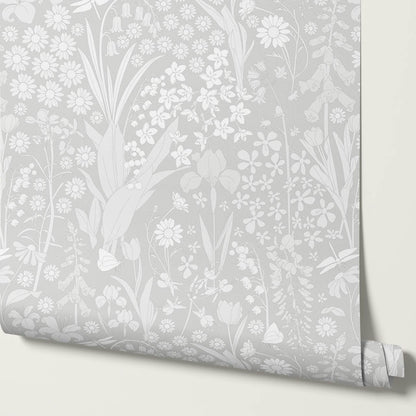 Kaira Secret Garden Light Gray Wallpaper