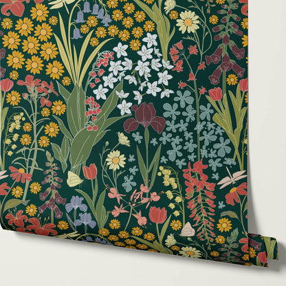 Kaira Secret Garden Slate Multicolor Wallpaper
