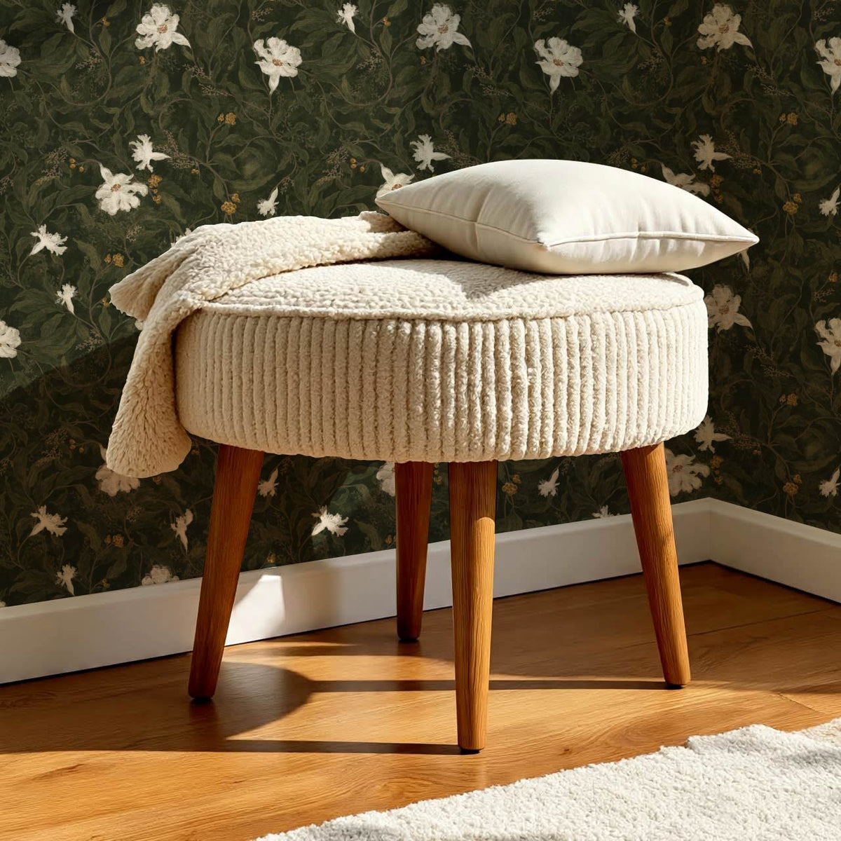 Kairo Midnight Garden Deep Moss Cream Wallpaper