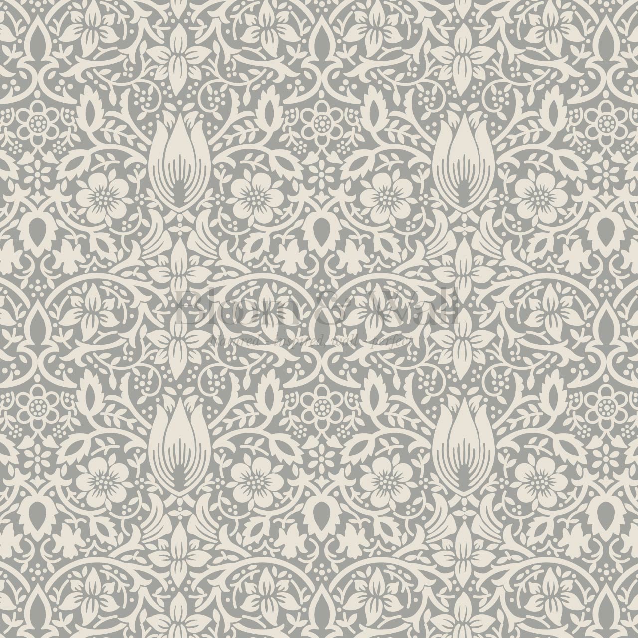 Kaja Borage Vintage Vines Gray Cloud Ivory Wallpaper