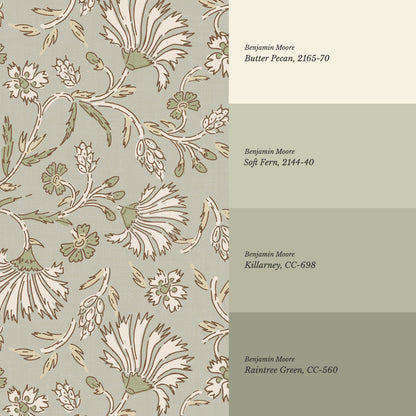 Kalami Floral Sage Wallpaper