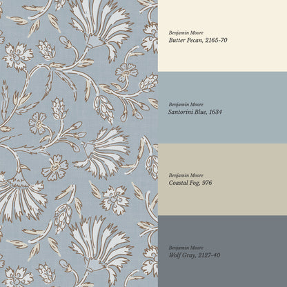 Kalami Floral Vintage Blue Wallpaper