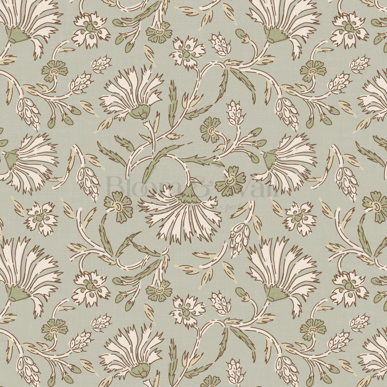 Kalami Floral Sage Wallpaper