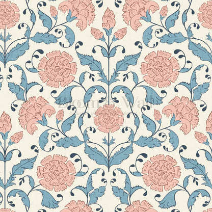 Kalpana Bloomery Peachy Pink and Teal Wallpaper