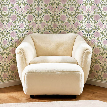 Kalpana Bloomery Lotus Pink and Green Wallpaper