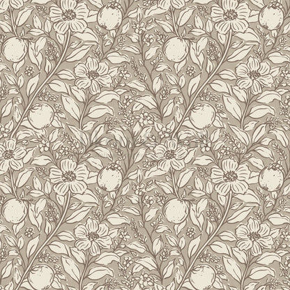 Karine Bergamot and Blooms Cocoa Wallpaper