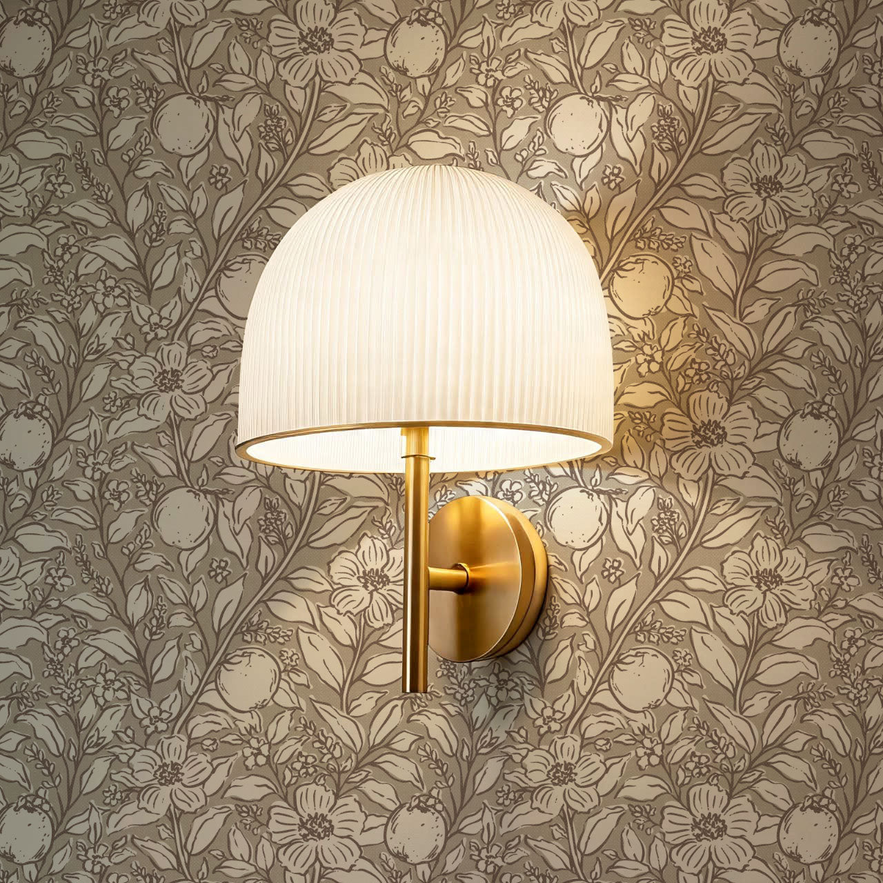 Karine Bergamot and Blooms Cocoa Wallpaper