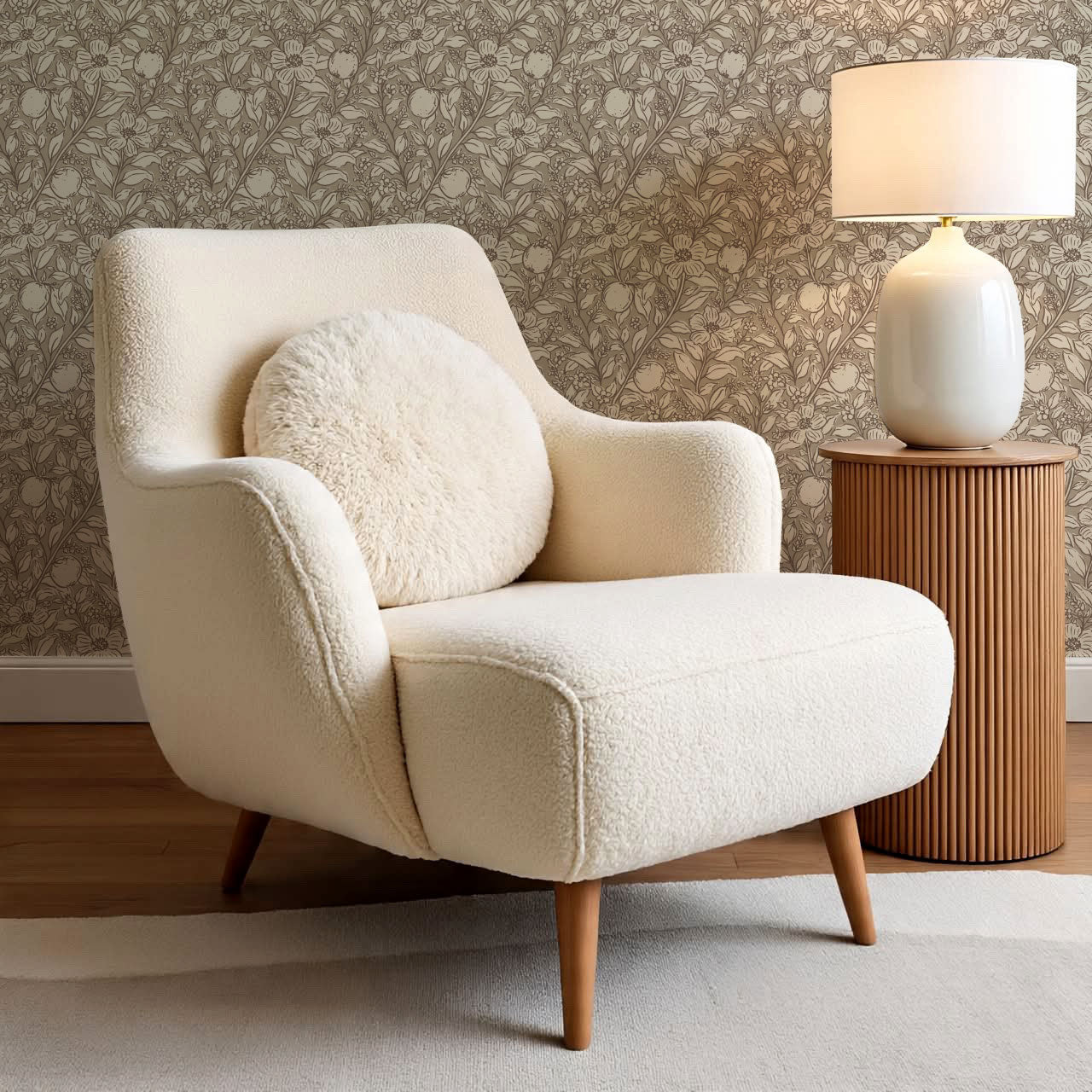 Karine Bergamot and Blooms Cocoa Wallpaper