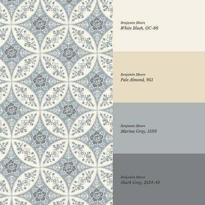 Katherine Silk Circles Manor Blue Wallpaper