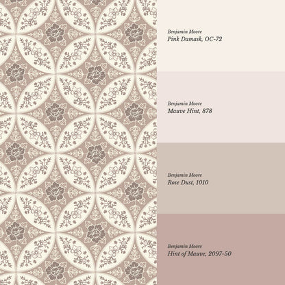 Katherine Silk Circles Rosewood Wallpaper