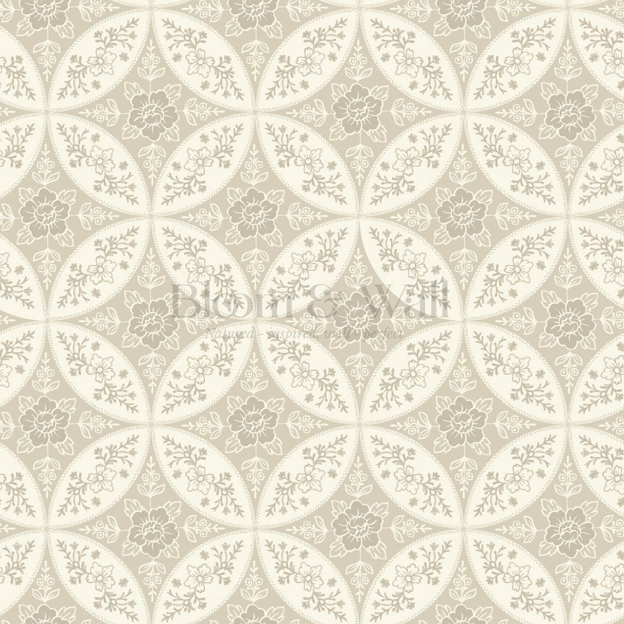 Katherine Silk Circles Limestone Wallpaper