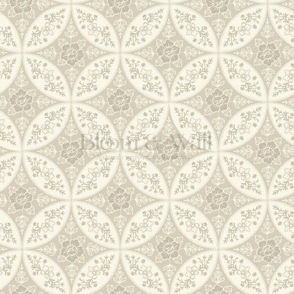 Katherine Silk Circles Limestone Wallpaper