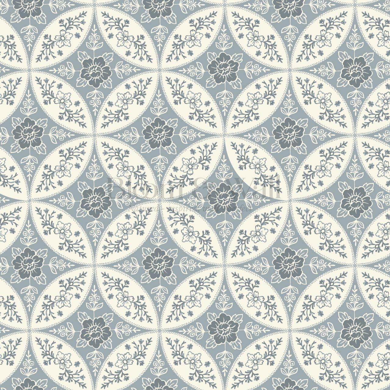 Katherine Silk Circles Manor Blue Wallpaper