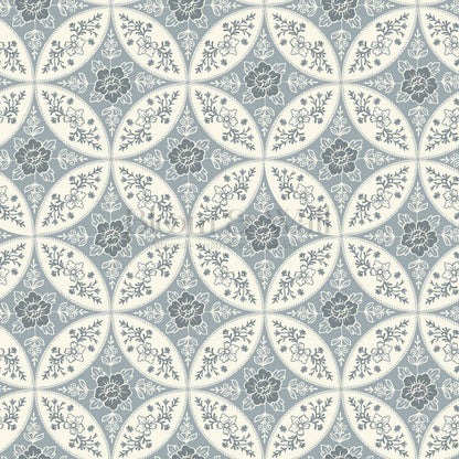 Katherine Silk Circles Manor Blue Wallpaper