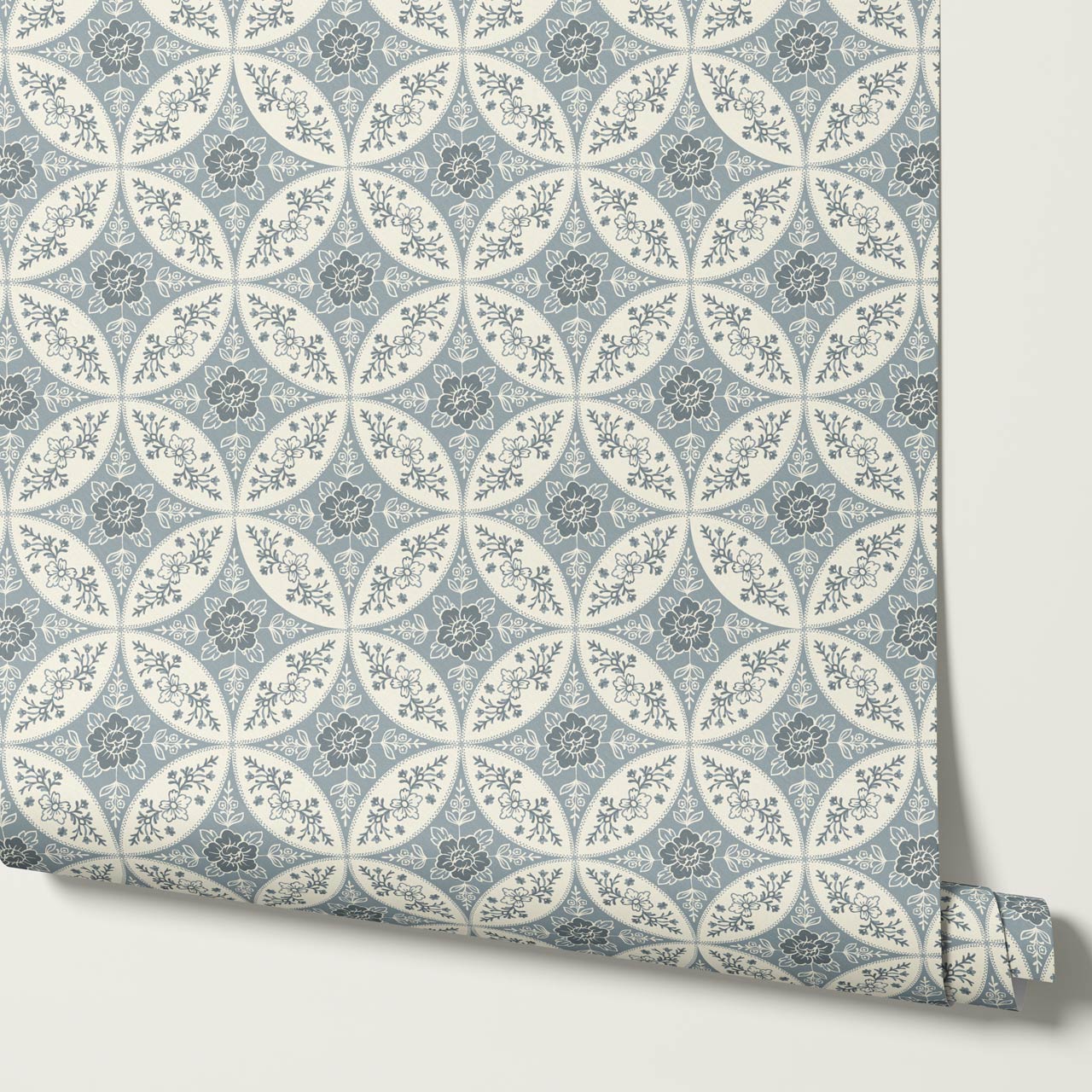Katherine Silk Circles Manor Blue Wallpaper