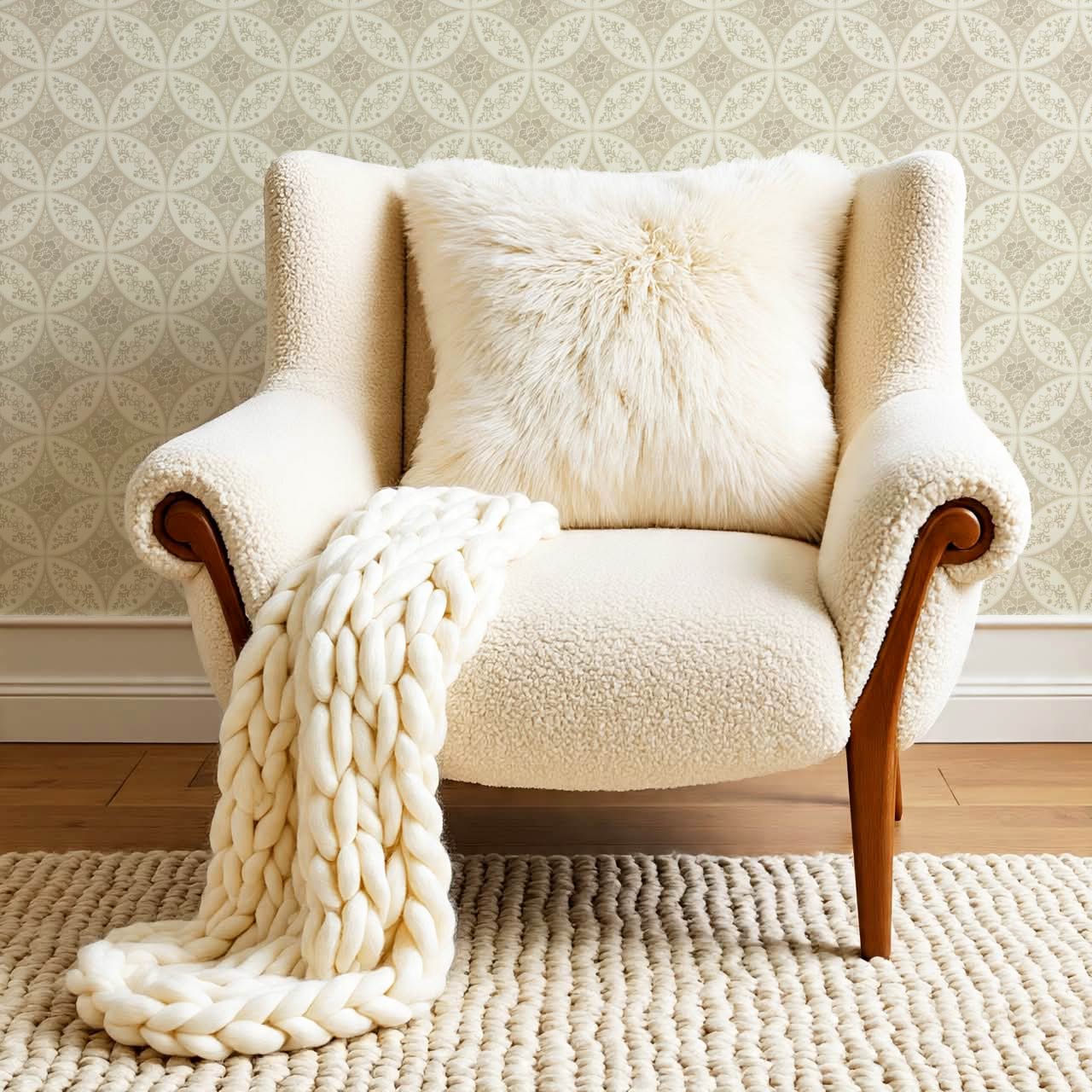 Katherine Silk Circles Limestone Wallpaper