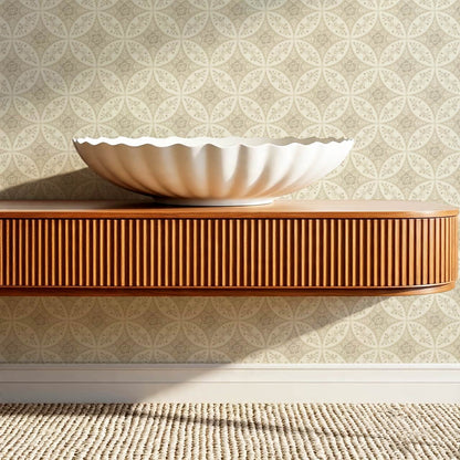 Katherine Silk Circles Limestone Wallpaper