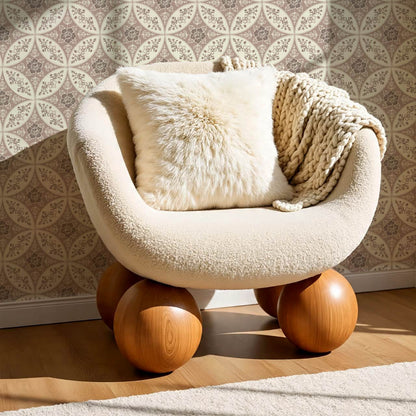 Katherine Silk Circles Rosewood Wallpaper