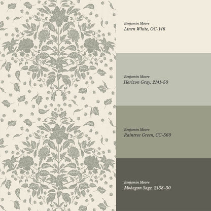 Kayla Tosssed Peonies Cream Sage Wallpaper