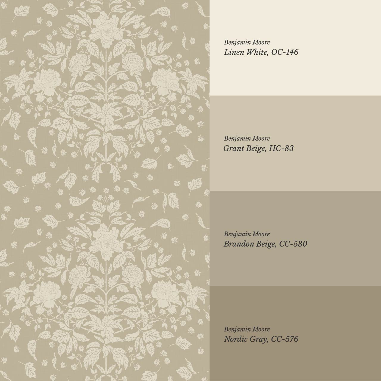 Kayla Tosssed Peonies Stone Ivory Wallpaper