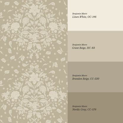 Kayla Tosssed Peonies Stone Ivory Wallpaper