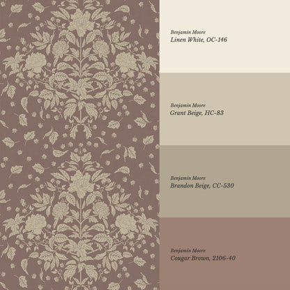 Kayla Tosssed Peonies Taupe Rose Dust Wallpaper